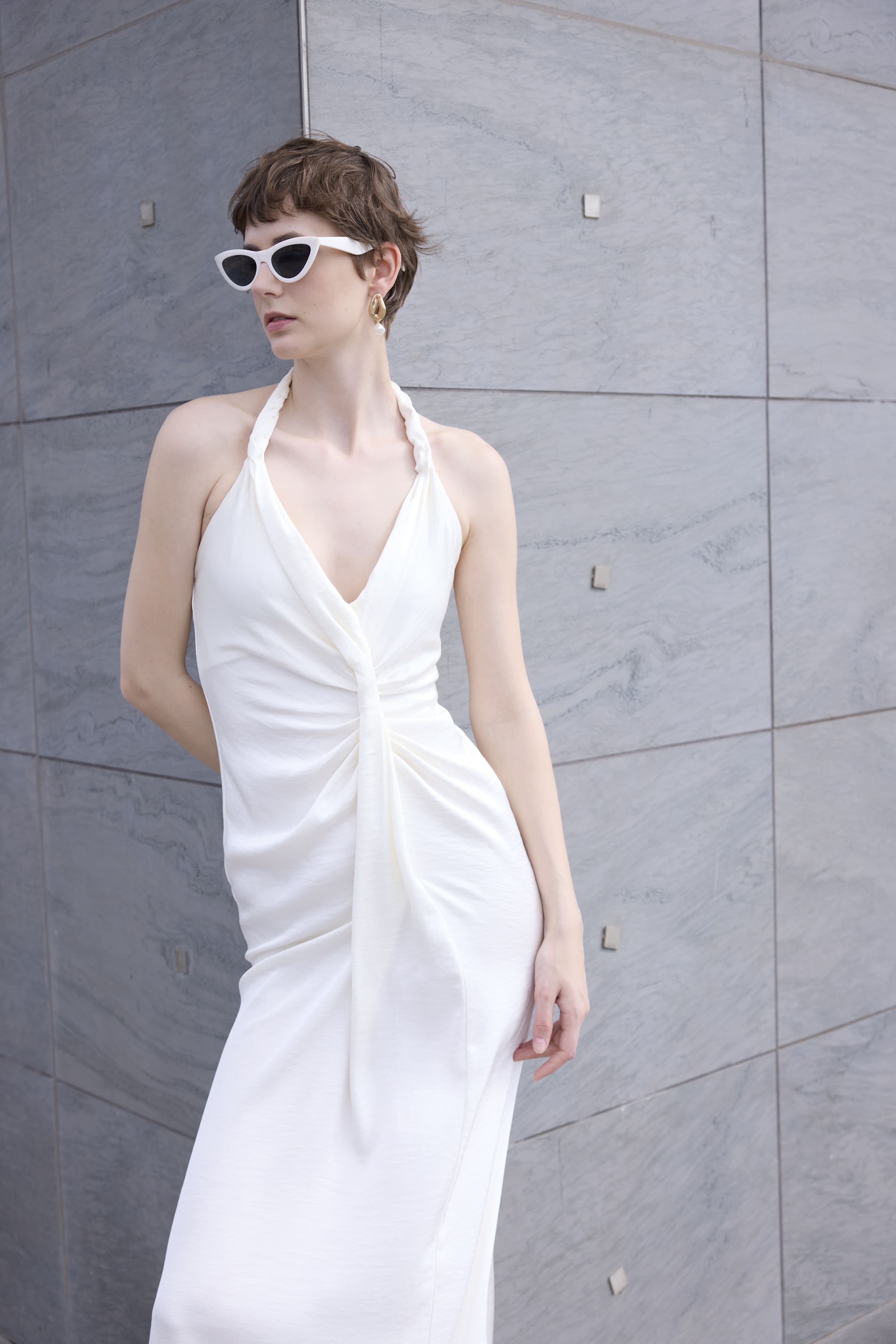 SUKIENKA HALTER MAXI Z ZAMKIEM