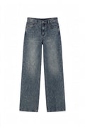 Niebieskie jeansy wide leg ELEH ze srebrnymi plamkami